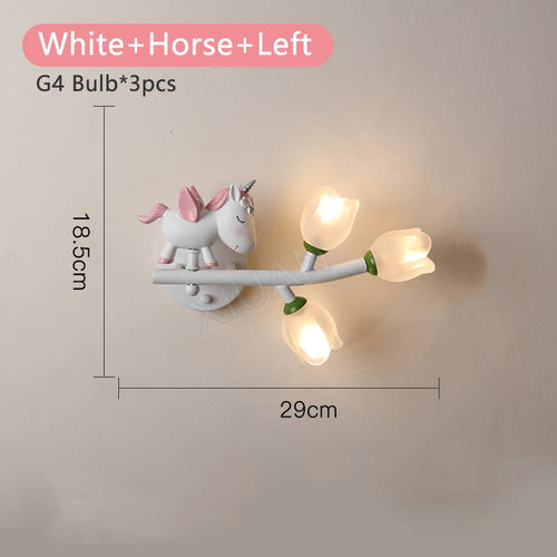 applique murale fille lapin g4 led fleur - vue 9 sur 22