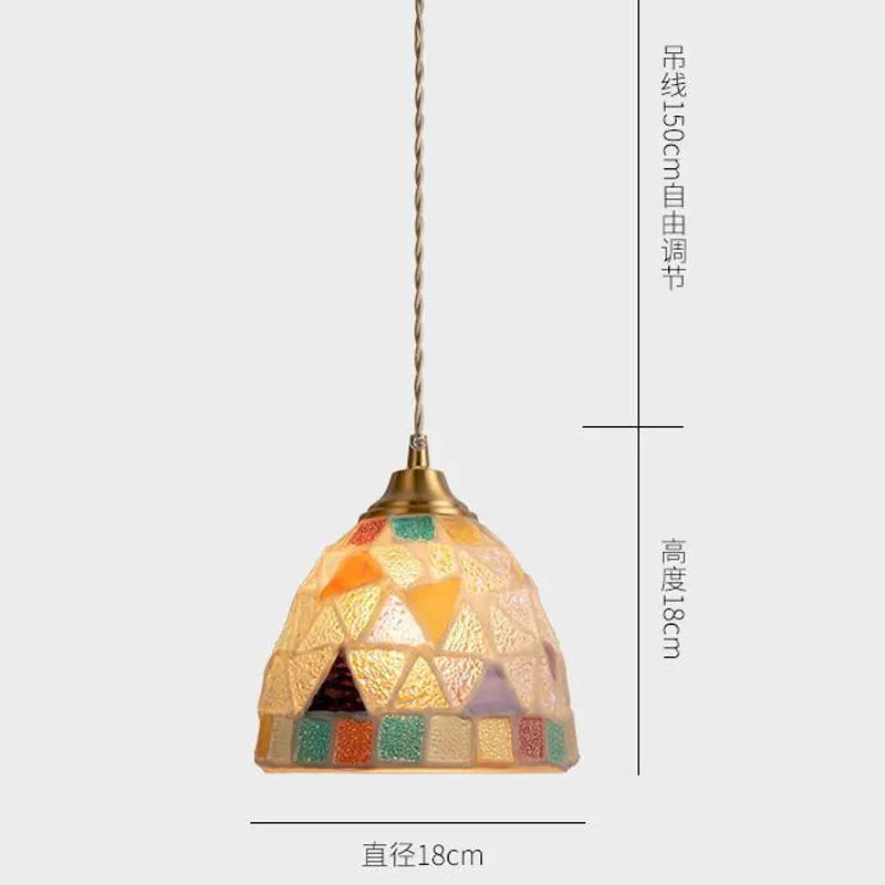 Suspension tiffany méditerranéen en verre coquille led - vue 8 sur 12