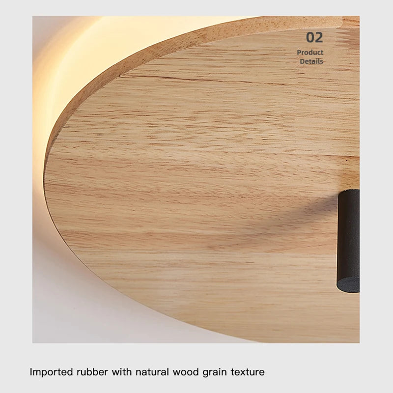 plafonnier moderne en bois avec éclairage led et télécommande - vue 6 sur 8