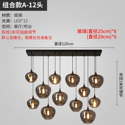 lustre nordique en verre pour éclairage moderne de restaurant et café - vue 16 sur 22