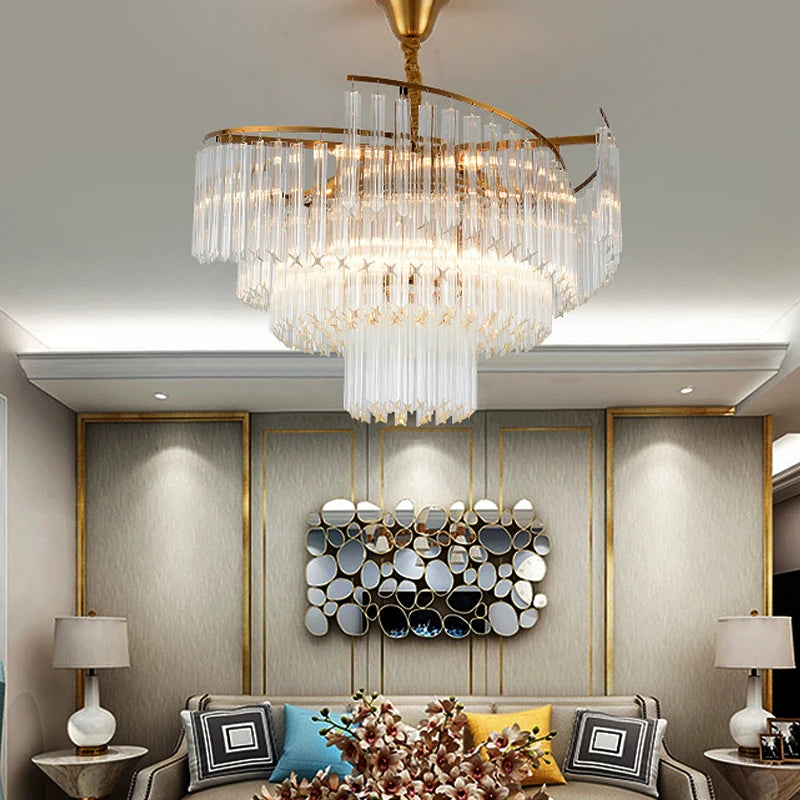 lustre cristal luxueux led intérieur maison - vue 1 sur 13