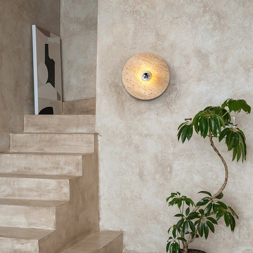 applique murale led rétro avec pierre naturelle ronde - vue 6 sur 8