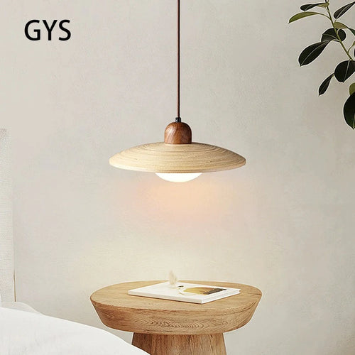 Suspension de style japonais rétro en bois led - vue 2 sur 8