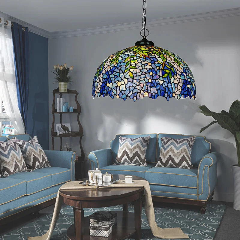 Tiffany suspension vitrail glycine abat-jour suspension salon hôtel Villa rétro Art créatif suspension - vue 3 sur 10