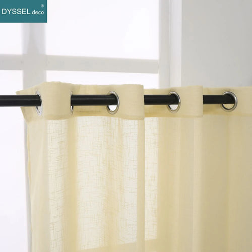 Voilage léger effet lin rayé pour salon chambre - vue 4 sur 6