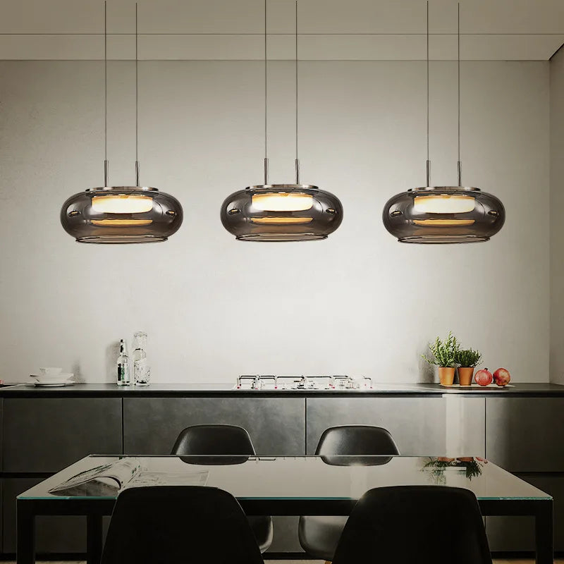 suspension led en verre design pour intérieur avec cordon réglable - vue 1 sur 8