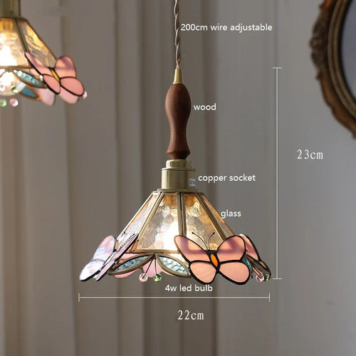 iwhd lampe à main led moderne en verre cuivre papillon - vue 4 sur 28
