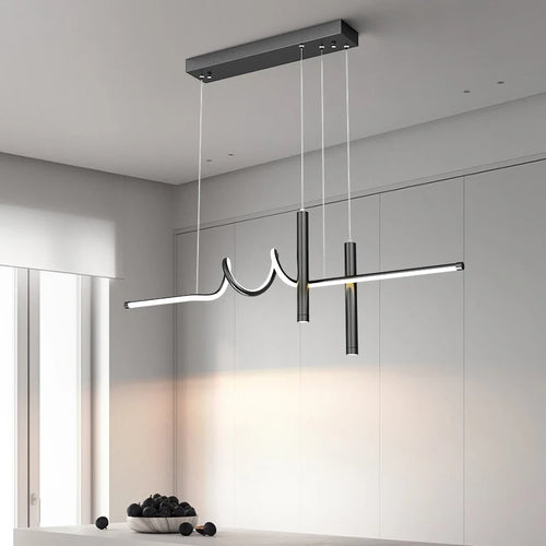 Suspension LED moderne lumières lustre or vague Lampadario lampe ECG salle à manger chambre salon cuisine suspension suspension - vue 6 sur 10
