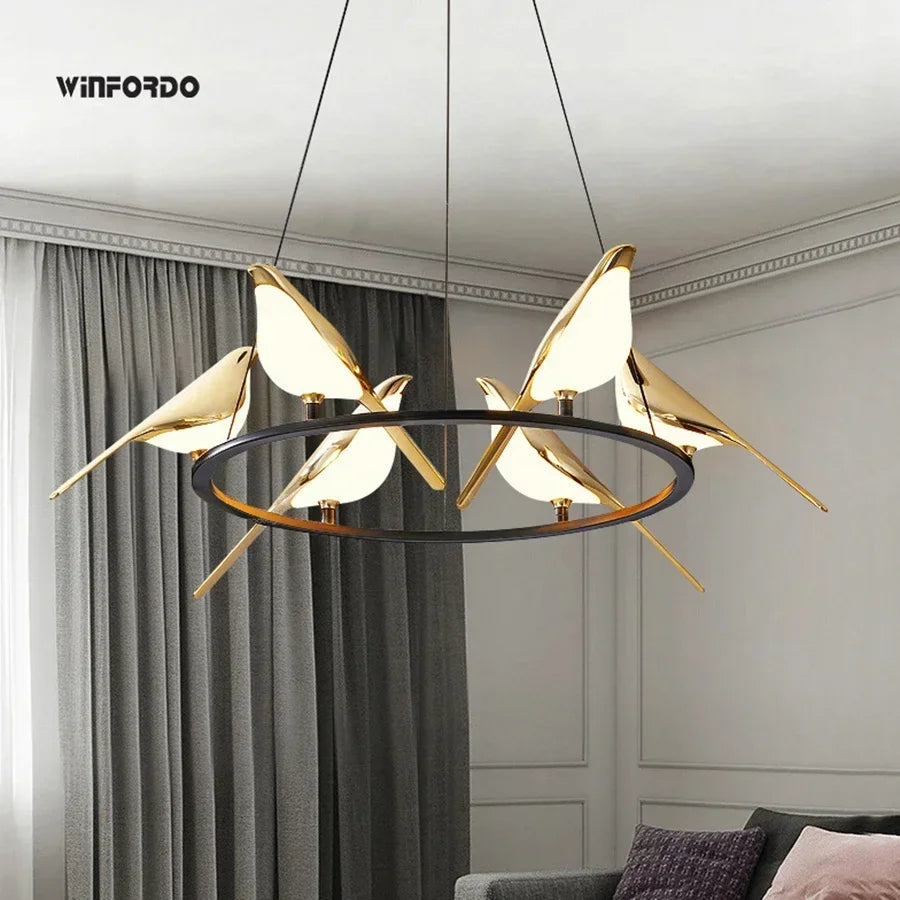 lustre led 	 art oiseau loft originalité décoration - vue 1 sur 18