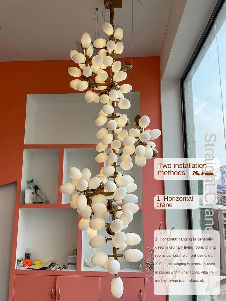 Lustre en verre blanc de luxe postmoderne - vue 5 sur 10