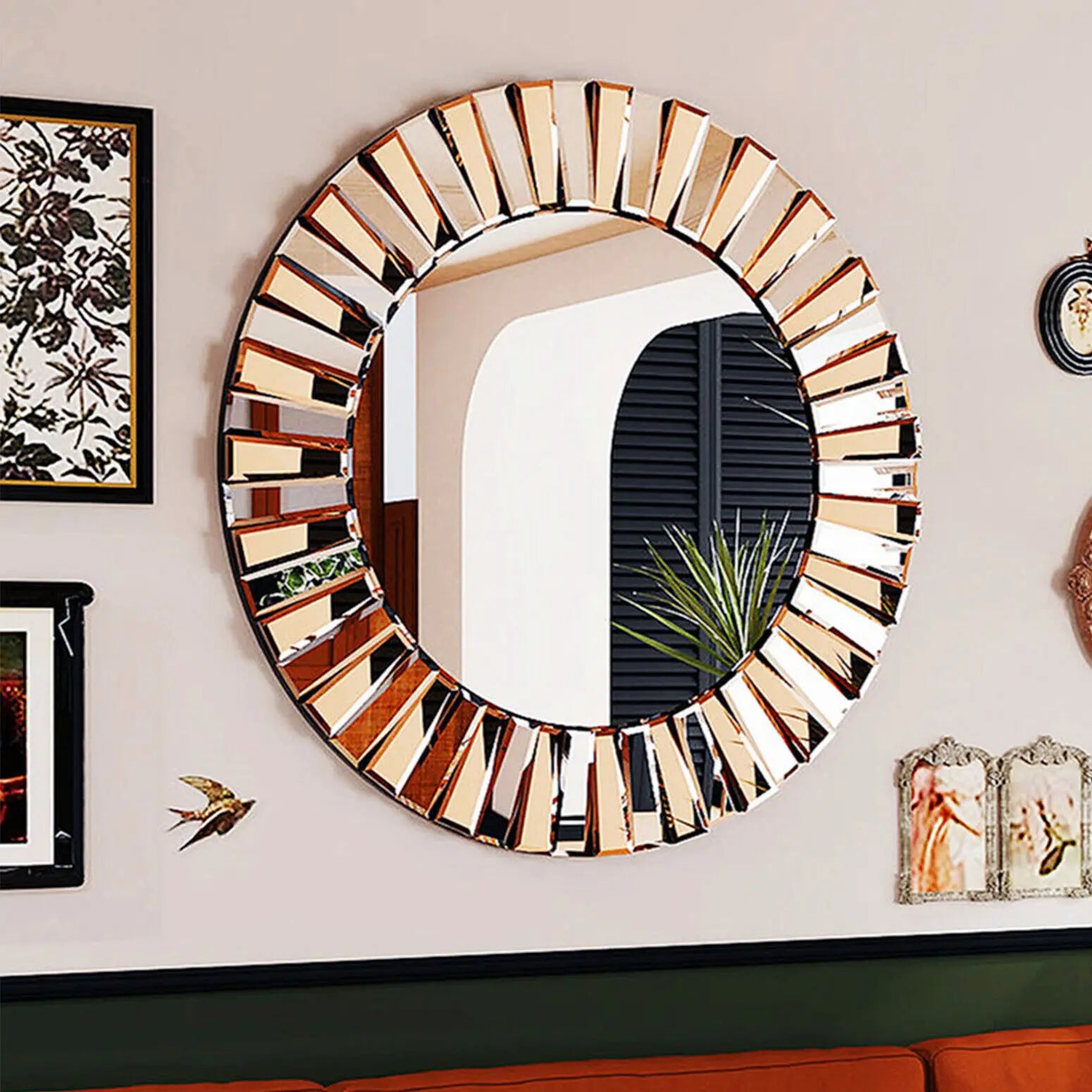 miroir décoratif mural rond pour un style contemporain - vue 2 sur 7