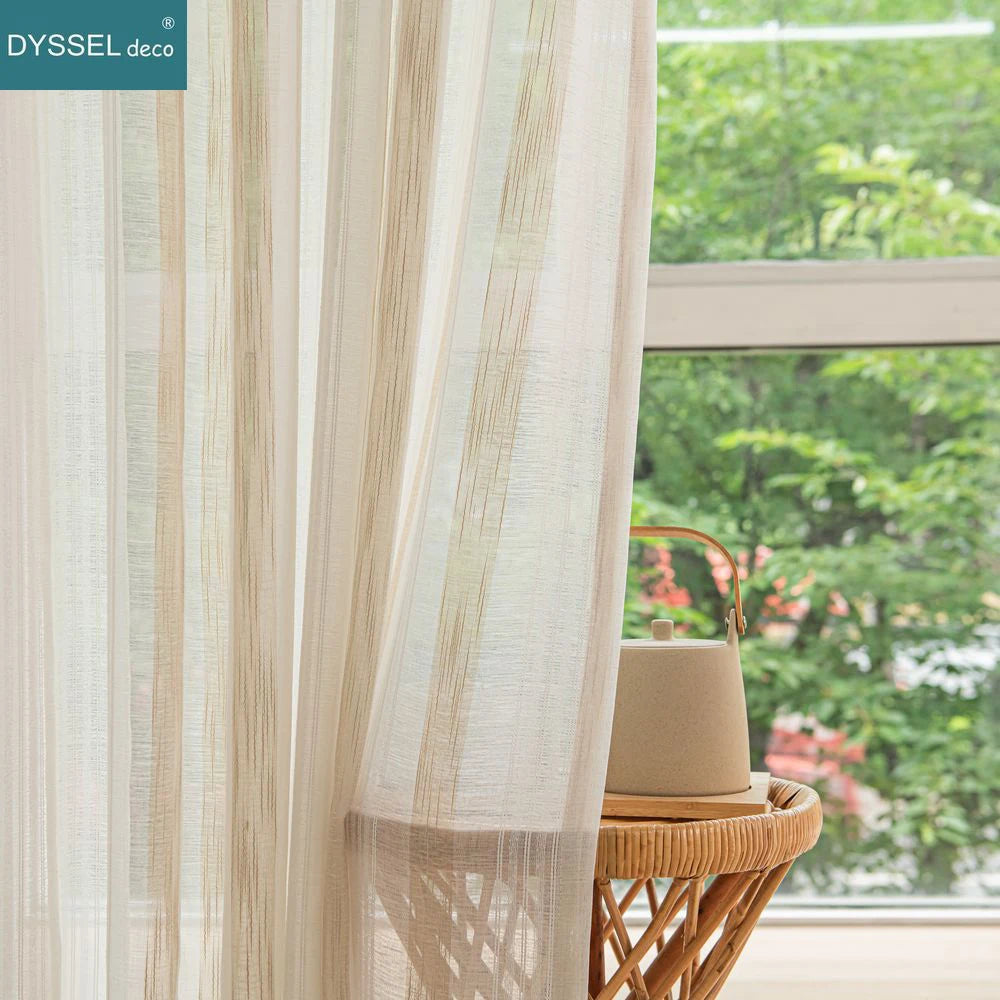 Voilage rideau rayé style moderne pour salon chambre - vue 1 sur 6