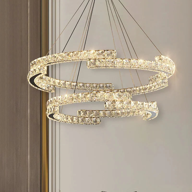 lustre moderne à led en cristal design élégant pour intérieur - vue 1 sur 13