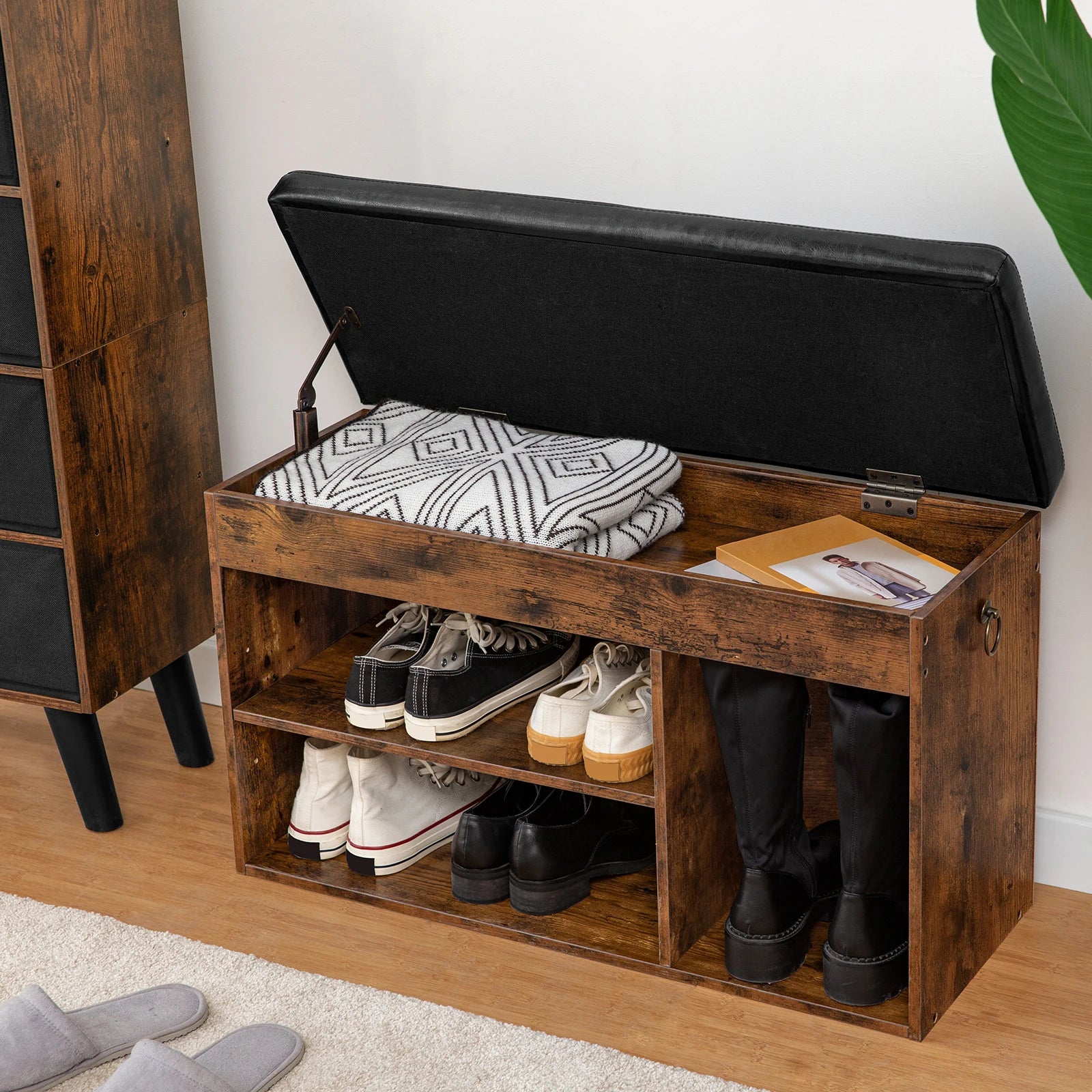 banc à chaussures avec rangement et assise confortable - vue 3 sur 7