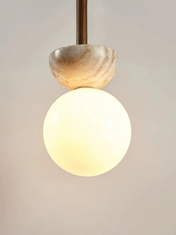 lustre suspendu en travertin jaune style nordique simple - vue 4 sur 7