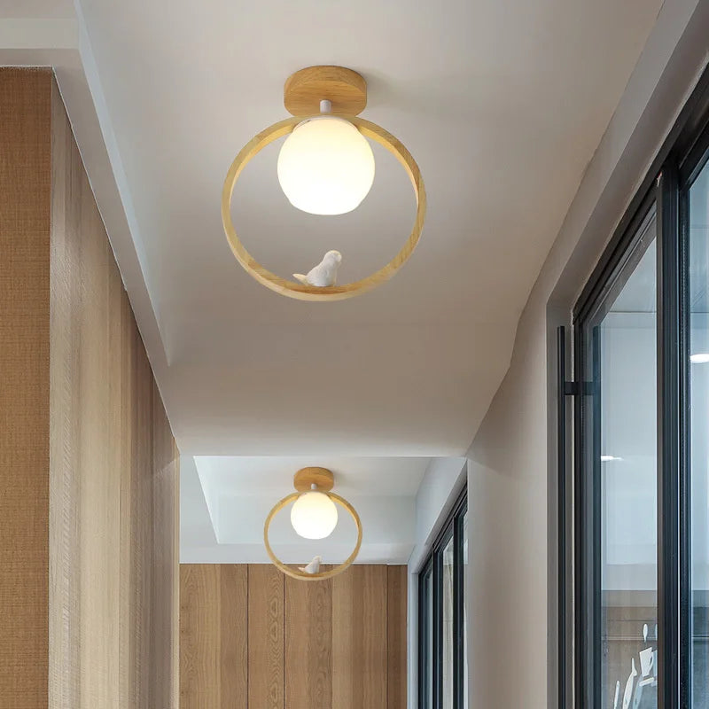 suspension modernes en bois avec led intégrée - vue 2 sur 11