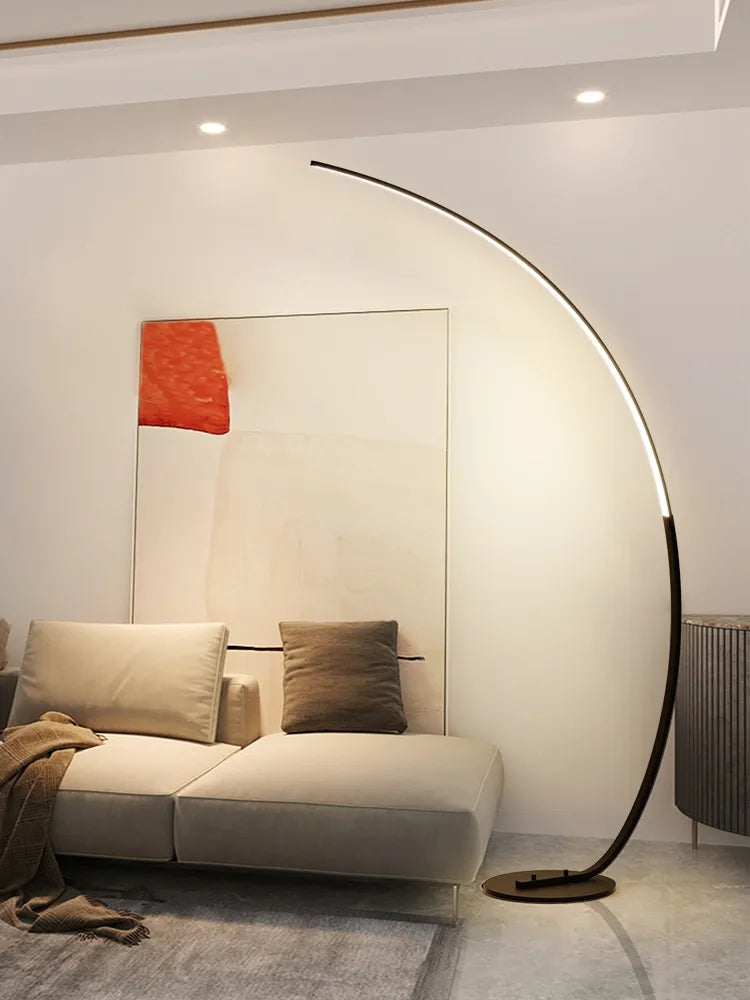 Nordique LED Coin Lumière Arc RVB Lampadaires Noir Blanc C APP À Distance Lampadaires Stand lumière pour Salle À Manger Salon Décor - vue 4 sur 8