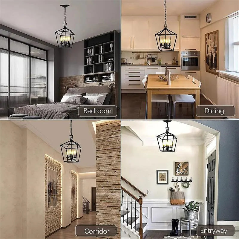 Lustre de Restaurant de ferme américaine minimaliste rétro créatif cuisine couloir couloir chambre à coucher lumière noire - vue 7 sur 7