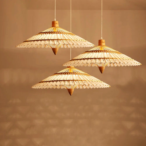 lustre en bambou tissé style chinois créatif pour éclairage décoratif - vue 3 sur 12
