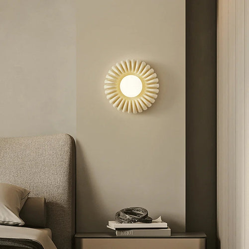 applique murale ronde rétro en verre blanc haut de gamme - vue 4 sur 8
