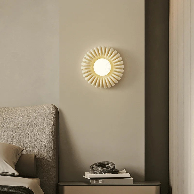 applique murale ronde rétro haut de gamme en verre blanc - vue 3 sur 8