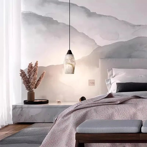 lustre suspendu led collection marbre style vintage rétro - vue 3 sur 9
