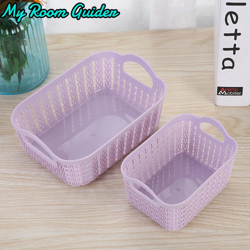 panier de rangement portable en rotin et plastique pour divers articles - vue 2 sur 9