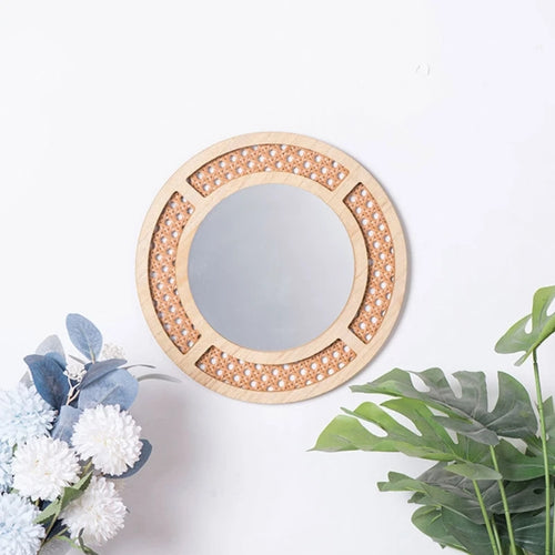 miroir rond en rotin bohème pour décoration intérieure - vue 3 sur 8