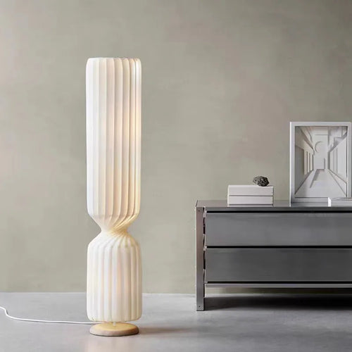 Lampadaire plissé nordique wabi sabi lampe en tissu blanc pour salon chambre Loft décor LED coin longue bande lumière sur pied - vue 5 sur 13