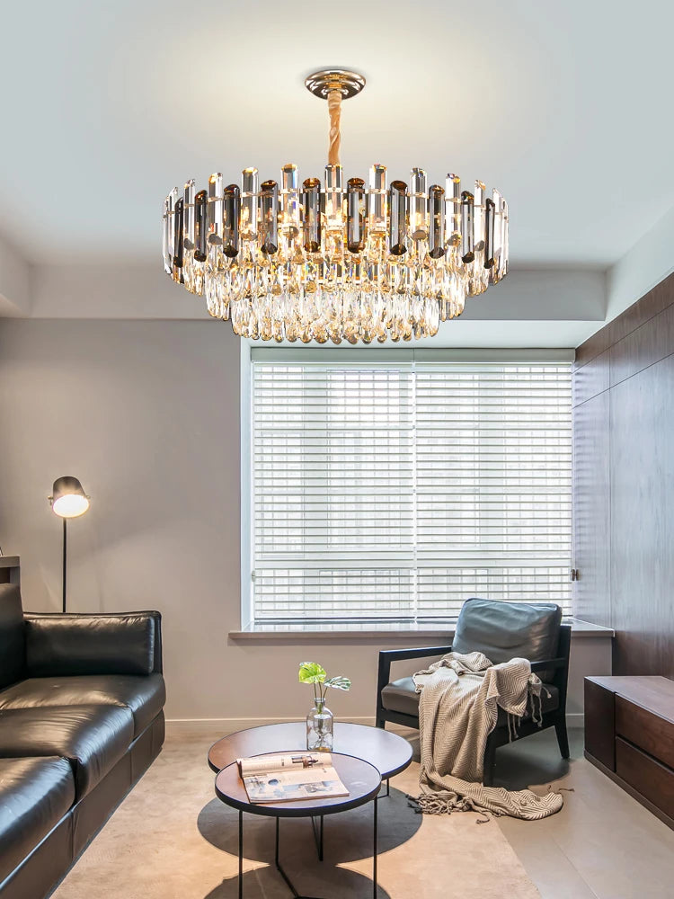Modern minimalist style K9 crystal LED restaurant chandelier, Nordic designer living room luxury home decoration chandelier - vue 2 sur 11