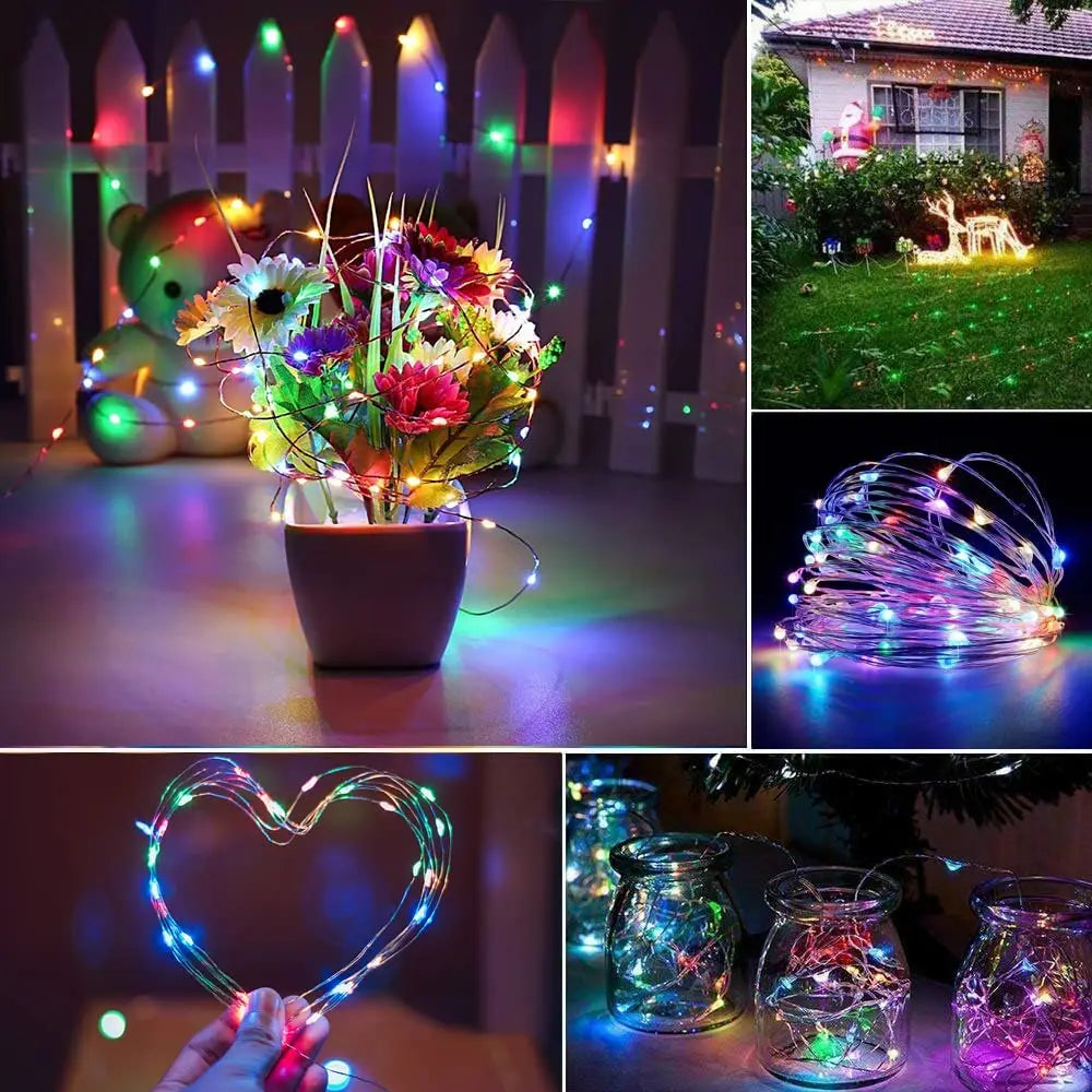 guirlande lumineuse led cuivre étanche pour fêtes et décorations - vue 3 sur 10