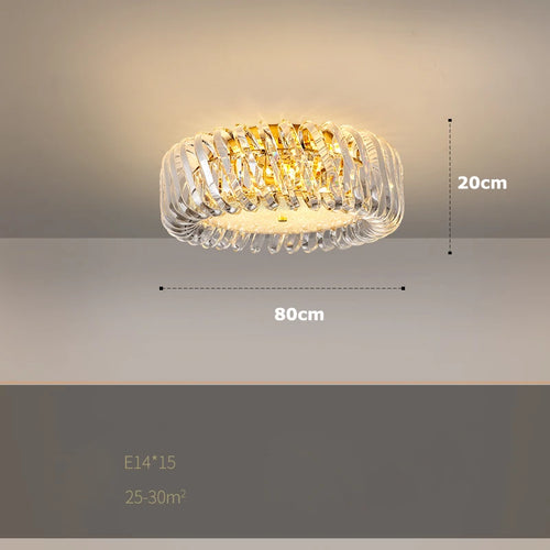 plafonnier moderne rond en cristal doré à led dimmable - vue 9 sur 16