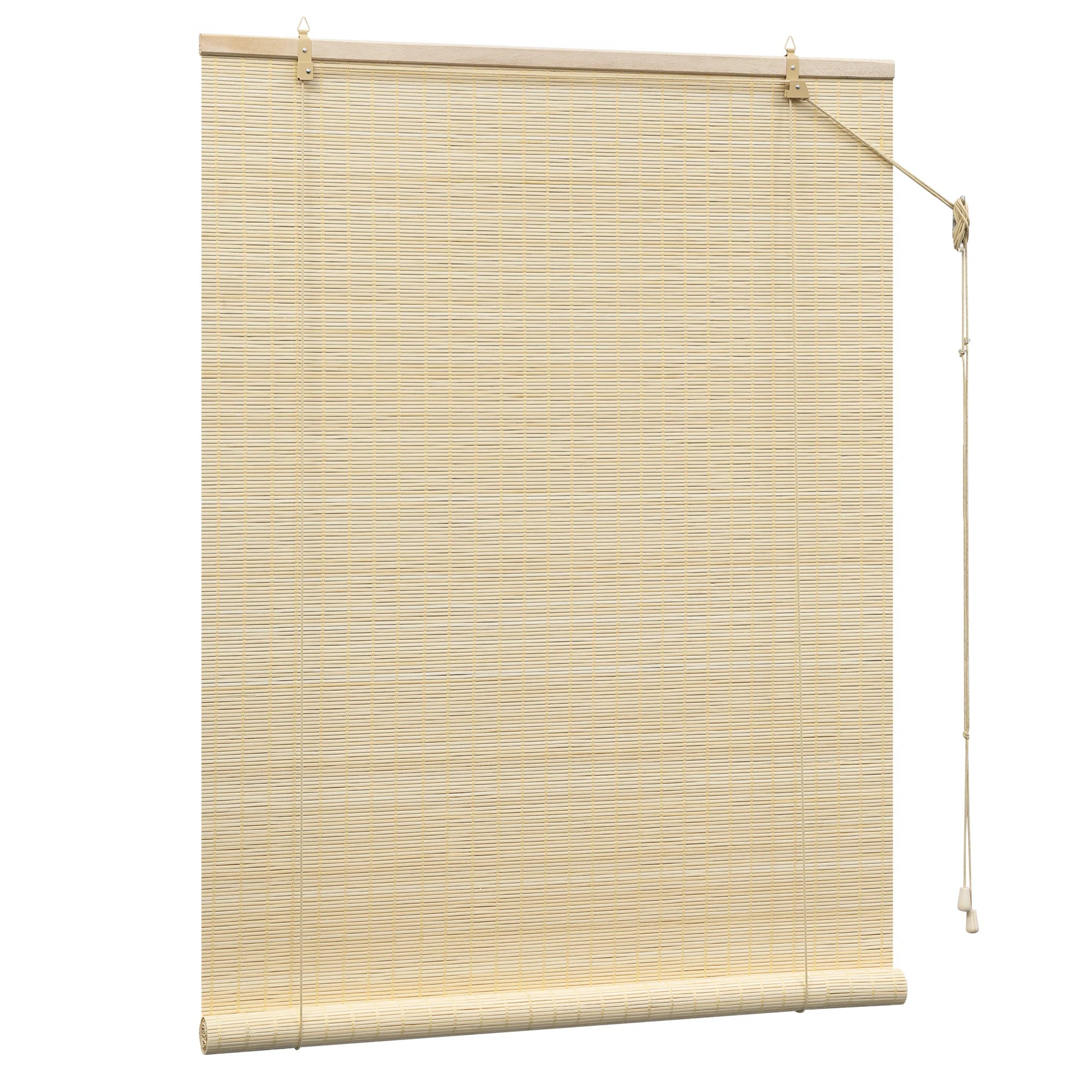 Store enrouleur bambou filtrant ventilation pour fenêtre salon