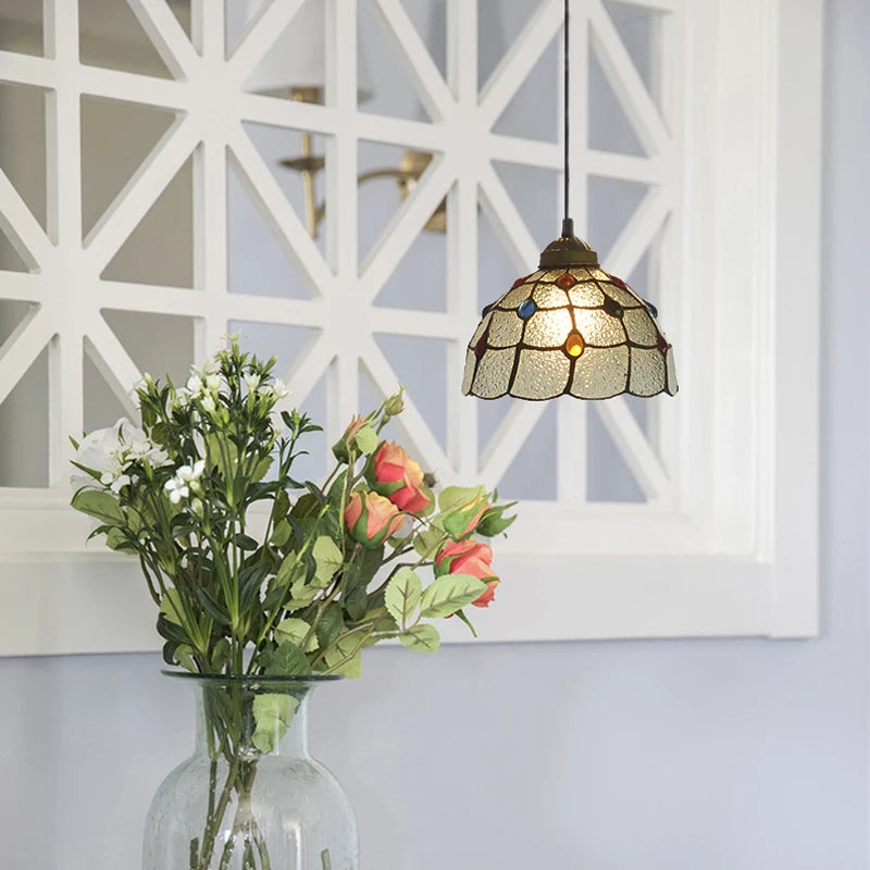 suspension tiffany vitrail pteris luminaire décoratif pour intérieur - vue 3 sur 9