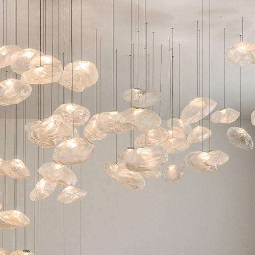 lustre en verre design créatif nuage luminaire décoratif intérieur - vue 3 sur 21