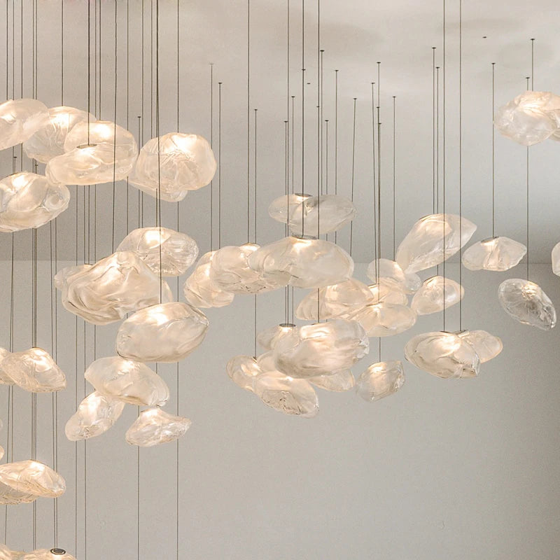 lustre en verre design créatif nuage luminaire décoratif d'intérieur pour villa - vue 2 sur 21