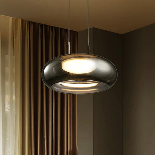 suspension led en verre design pour intérieur avec cordon réglable - vue 3 sur 8