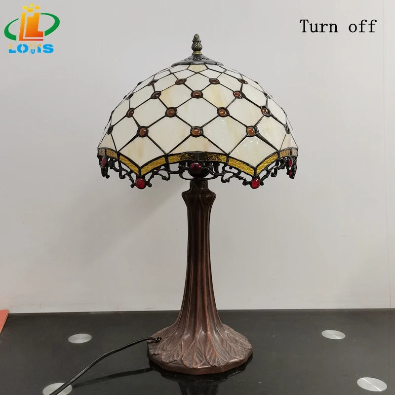 lampe à poser style tiffany en verre rétro pour intérieur élégant - vue 6 sur 6
