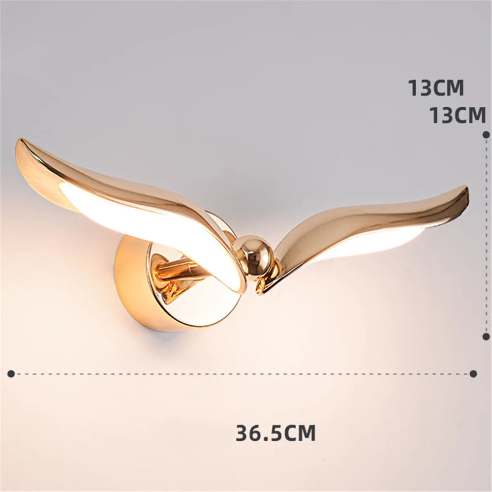 Applique murale Led de luxe en forme de mouette dorée - vue 4 sur 8
