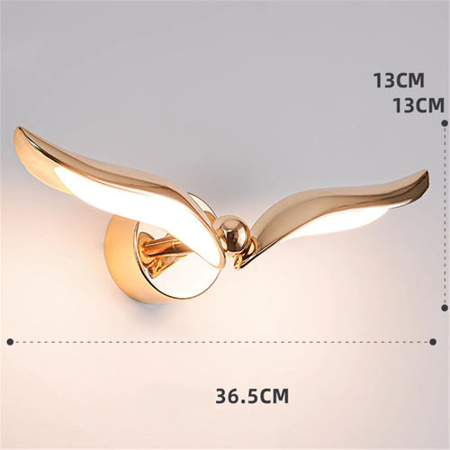 Applique murale Led de luxe en forme de mouette dorée - vue 5 sur 8