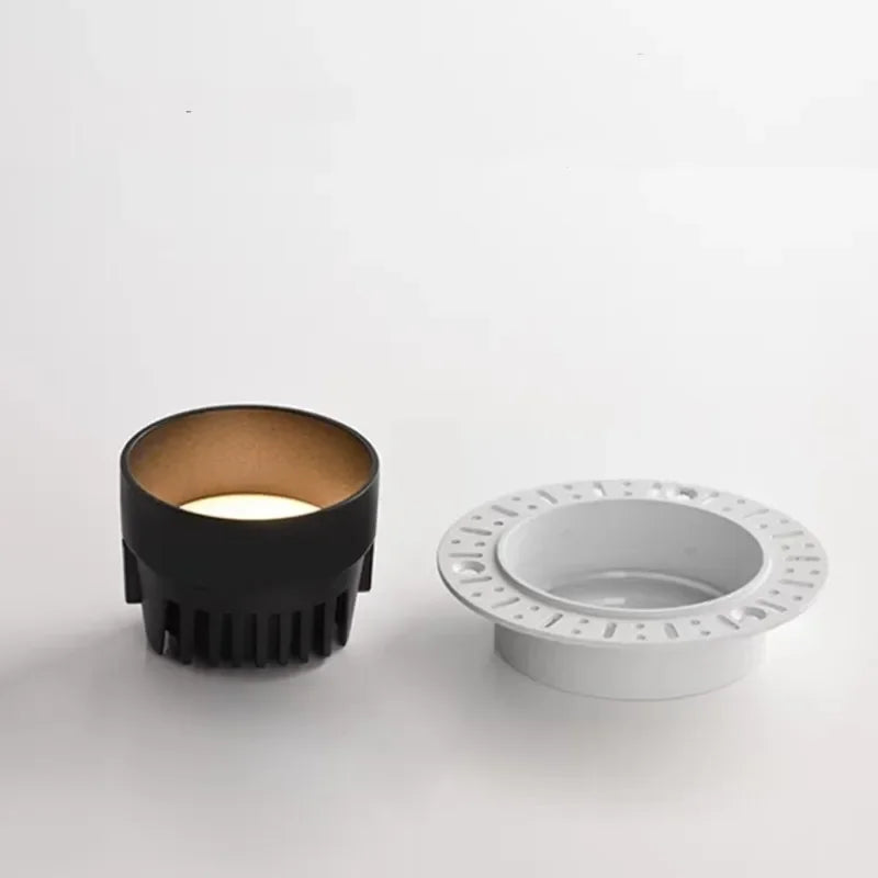 Borderless Embedded Anti Glare COB Downlight 7W 9W 12W 15W Dimmable 85-265V Spotlight Ceiling Lamp, Suitable For Hotel And villa - vue 3 sur 8