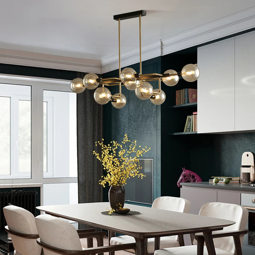 lustre moderne en verre design avec bulles LED décoratif - vue 3 sur 14