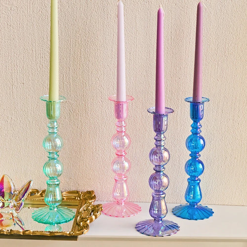 bougeoir conique en verre pour décoration festive et bureau - vue 2 sur 12