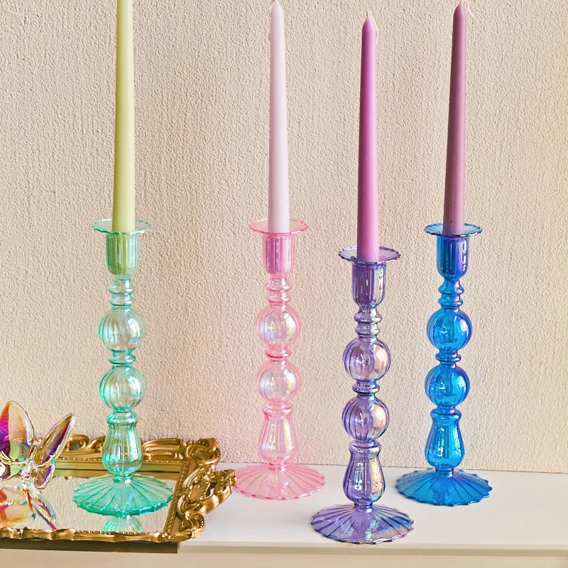 bougeoir conique en verre pour décoration festive et bureau - vue 1 sur 12