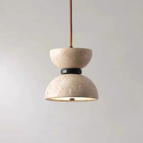lustre en travertin japonais style wabi-sabi design créatif ambiance chaleureuse - vue 3 sur 7