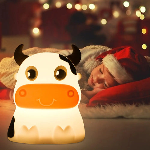 Lampe Mignon Vache Veilleuse À Distance Veilleuse 7 Couleurs En Silicone Souple Animal LED Pépinière Lampe De Nuit Chambre Décor Pour Bébé Infantile Enfant En Bas Âge - vue 5 sur 8