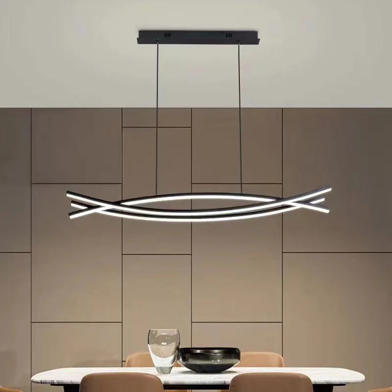 lustre à led en aluminium design moderne réglable en hauteur - vue 1 sur 8