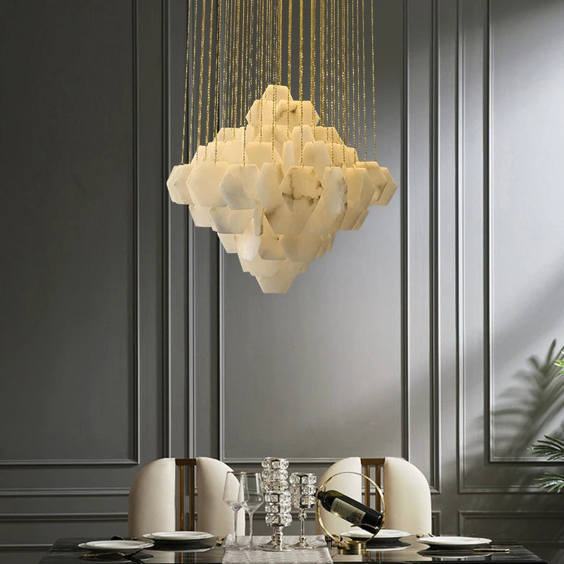 lustre moderne en pierre naturelle pour décoration intérieure 2024 - vue 4 sur 9