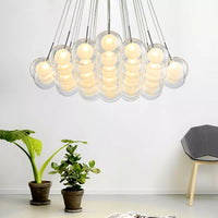 Boule de verre LED moderne en boule plafond lustre nordique salon salle à manger chambre décor à la maison suspension lampe de restaurant