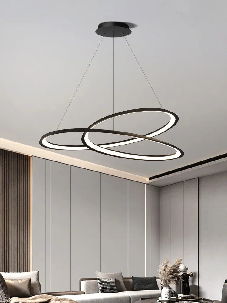 Living Room Chandelier Simple And Creative Ring Lamp Modern Lamp Bar Table Lamp Nordic Light Luxury Hall Ceiling Chandelier - vue 2 sur 7